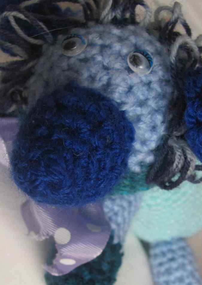 large image of art item: doll – dog cyan blues