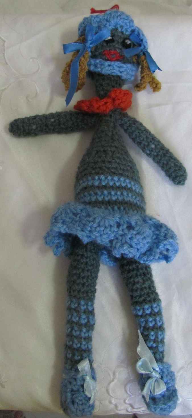 large image of art item: doll – doll bluish crochet