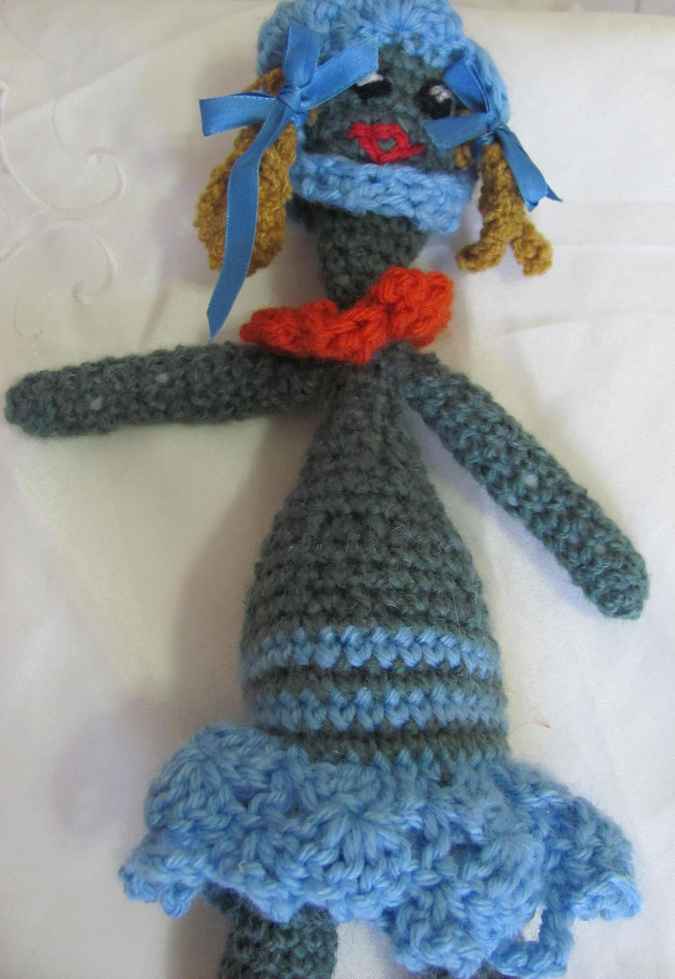 large image of art item: doll – doll bluish crochet