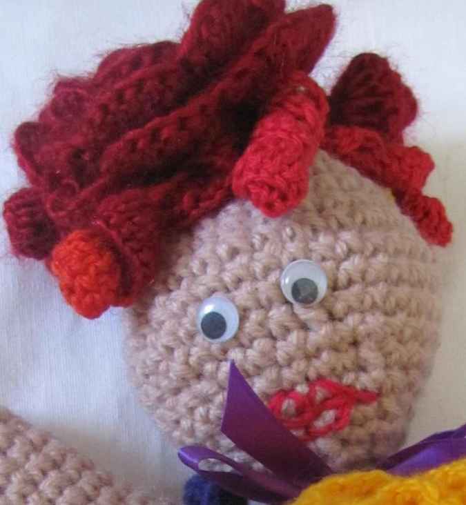 large image of art item: doll – dress with flowers crochet