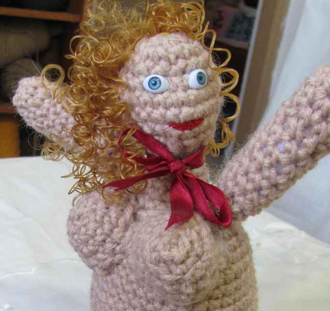 large image of art item: doll – mother and child crochet