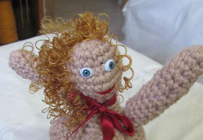large image of art item: doll – mother and child crochet