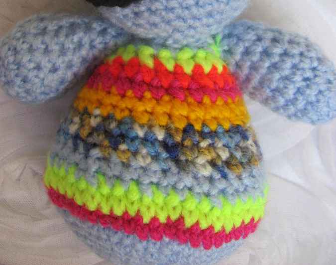 large image of art item: doll – owl cyan crochet