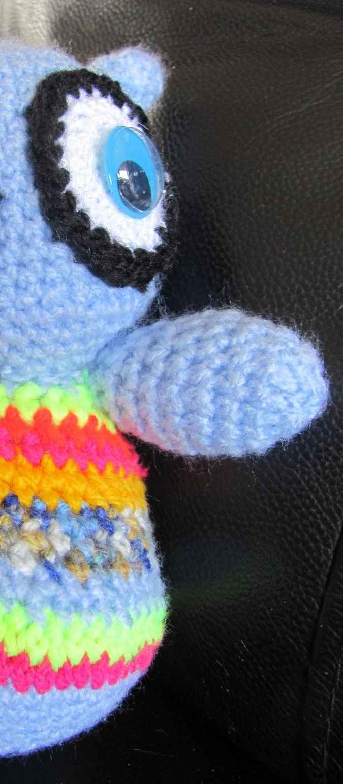 large image of art item: doll – owl cyan crochet