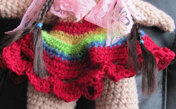 large image of art item: doll – rainbow dress crochet
