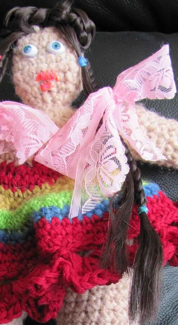 large image of art item: doll – rainbow dress crochet