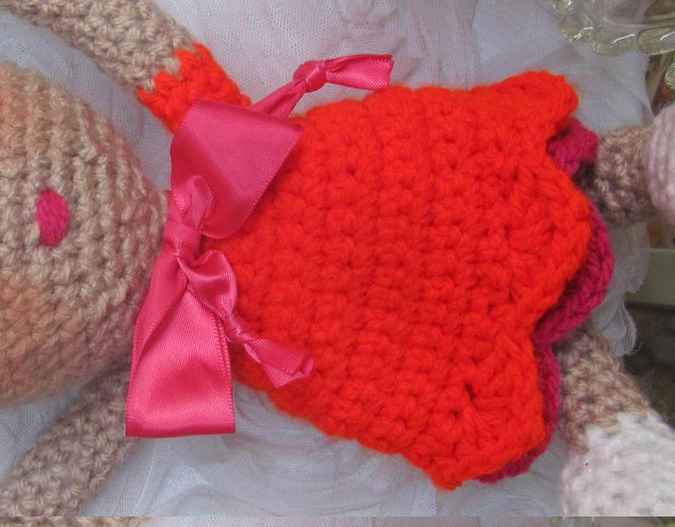 large image of art item: doll – red dress crochet
