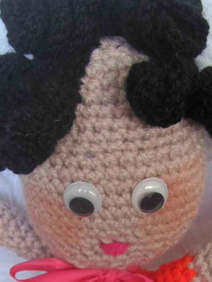 large image of art item: doll – red dress crochet