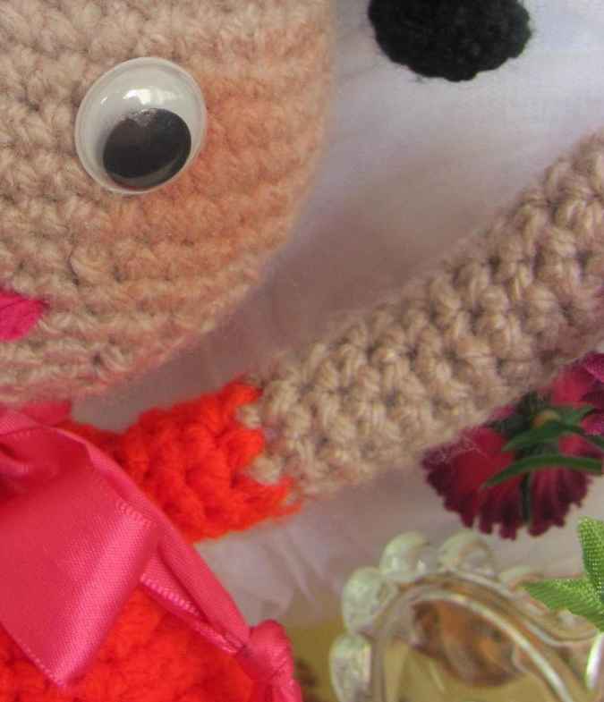large image of art item: doll – red dress crochet