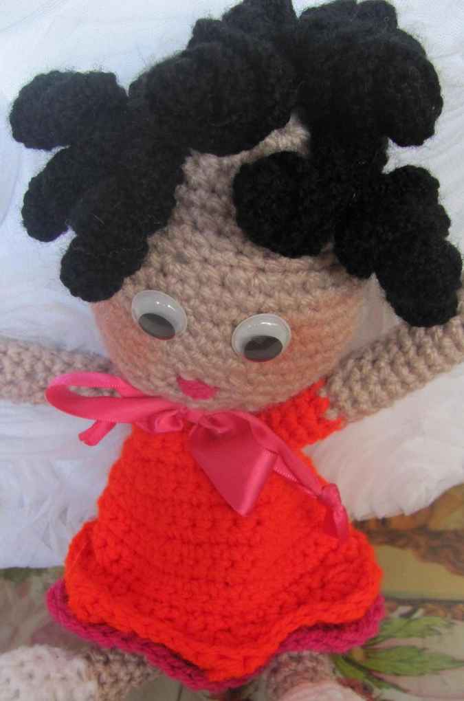 large image of art item: doll – red dress crochet
