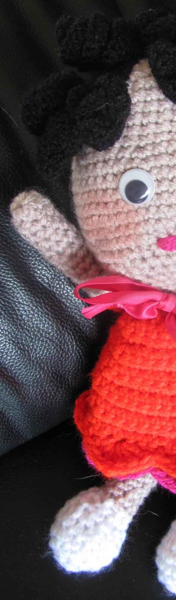 large image of art item: doll – red dress crochet