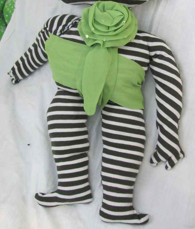 large image of art item: doll – striped quilt