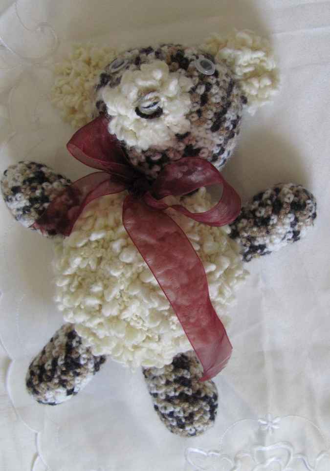large image of art item: doll – teddy bear lace ribbon