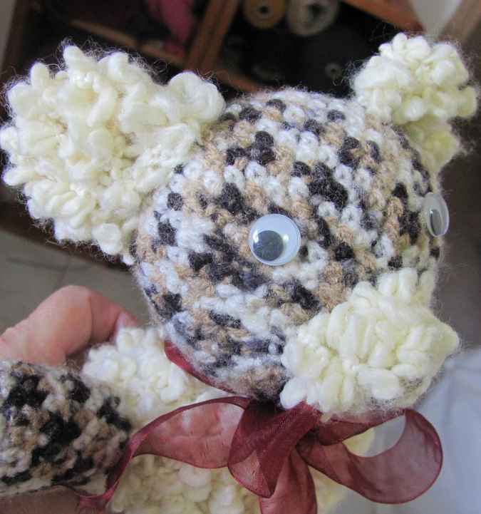 large image of art item: doll – teddy bear lace ribbon