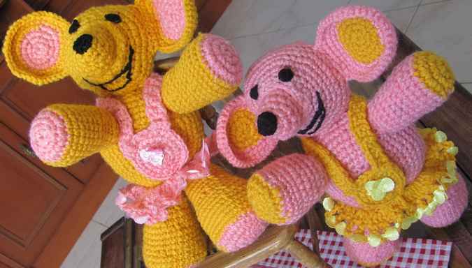 large image of art item: doll – teddy bears pink yellow