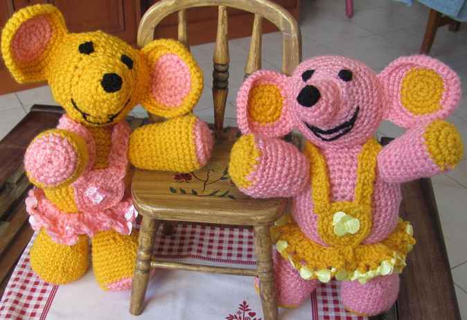 large image of art item: doll – teddy bears pink yellow