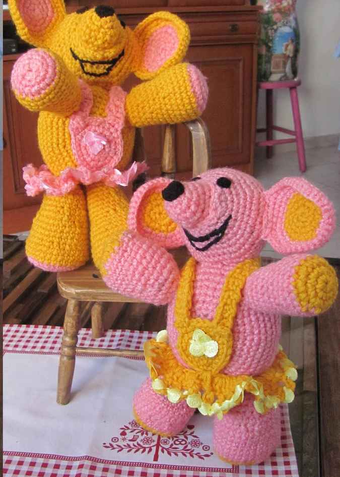large image of art item: doll – teddy bears pink yellow