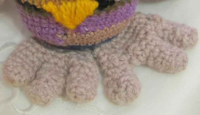 large image of art item: doll – yellow beak owl crochet