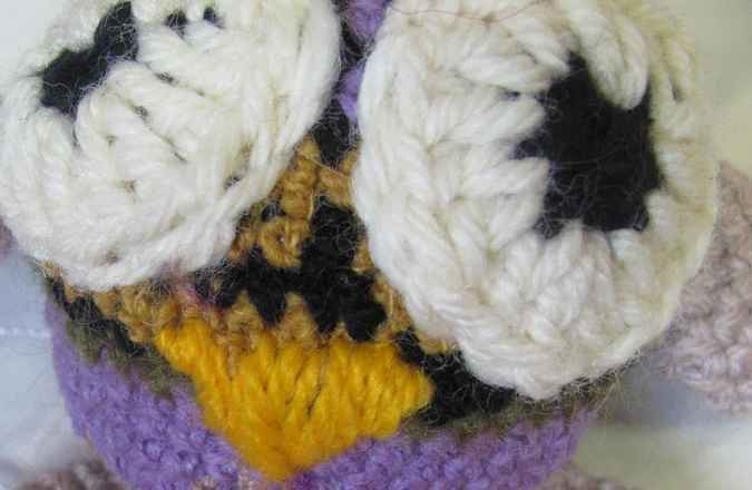large image of art item: doll – yellow beak owl crochet