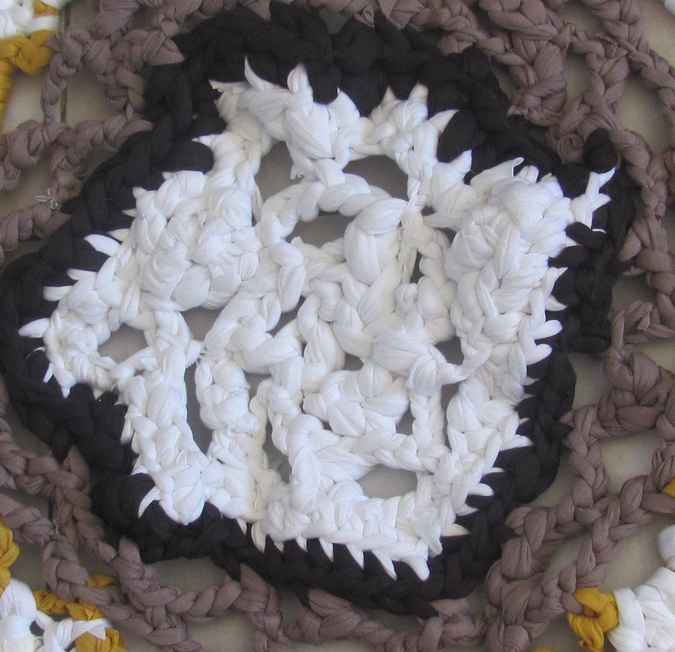 large image of art item: decor – rug violet white black yellow