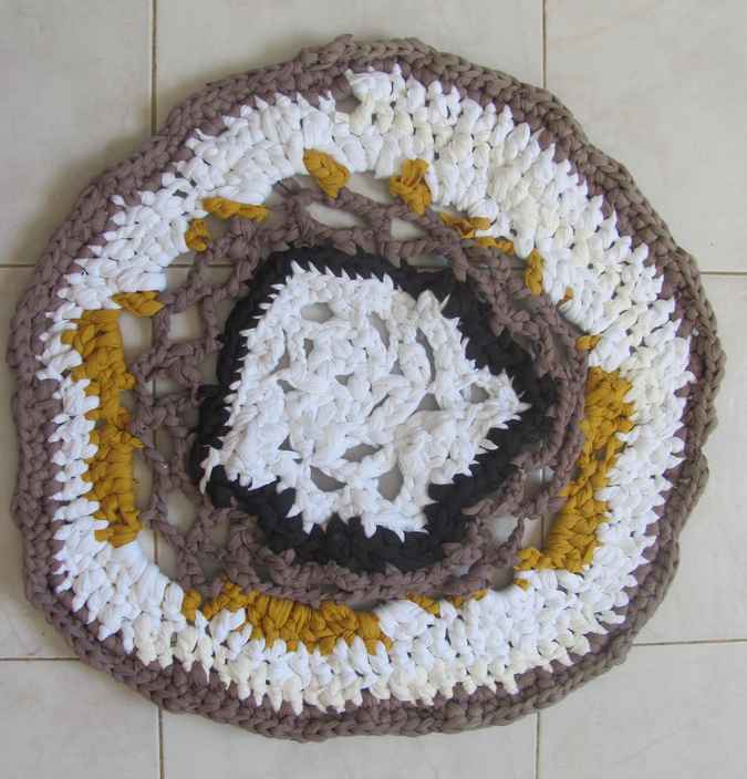 large image of art item: decor – rug violet white black yellow