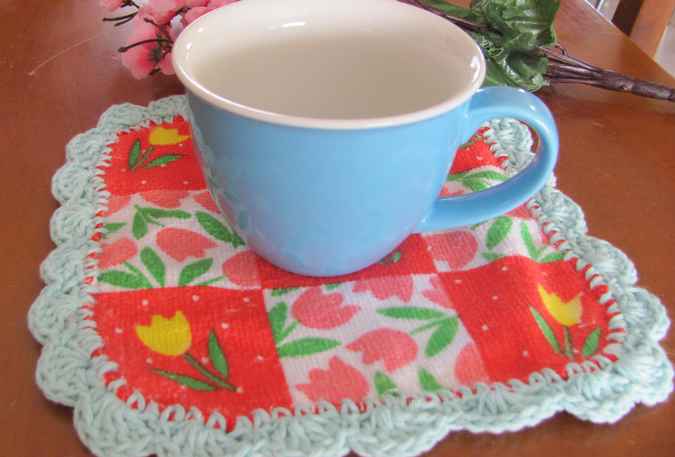 large image of art item: decor – coasters gray pink flowers