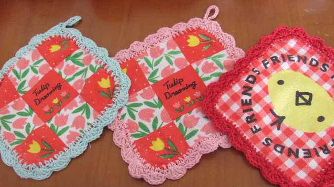 large image of art item: decor – coasters gray pink flowers