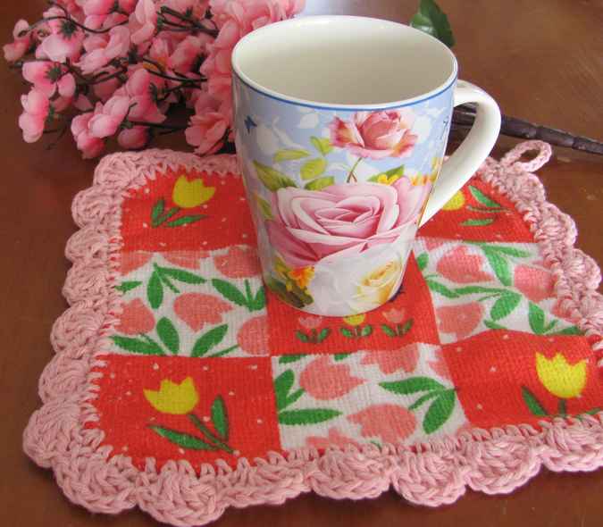 large image of art item: decor – coasters red pink flowers