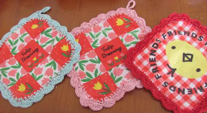 large image of art item: decor – coasters red pink flowers
