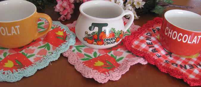 large image of art item: decor – coasters red pink flowers