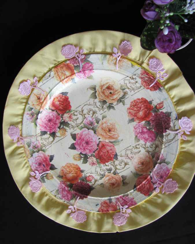 large image of art item: decor – plate oranget pink red roses
