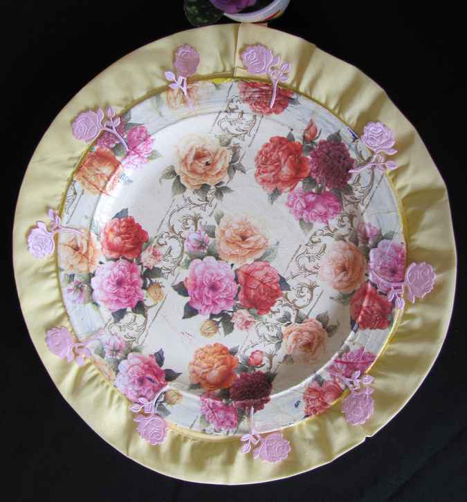 large image of art item: decor – plate oranget pink red roses