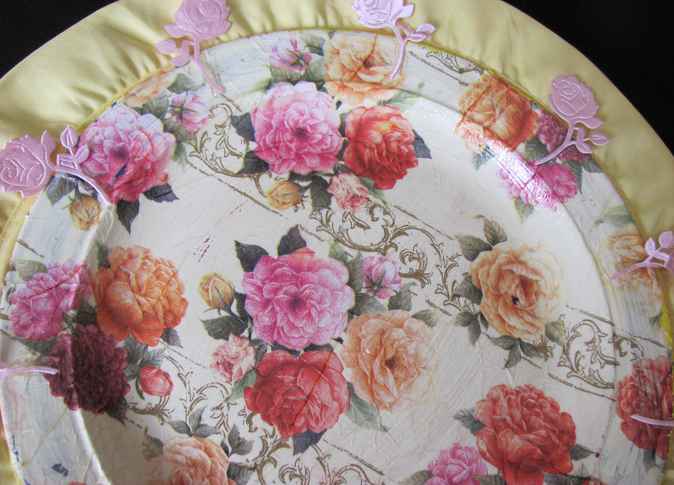 large image of art item: decor – plate oranget pink red roses