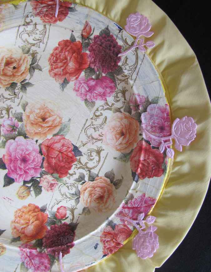 large image of art item: decor – plate oranget pink red roses