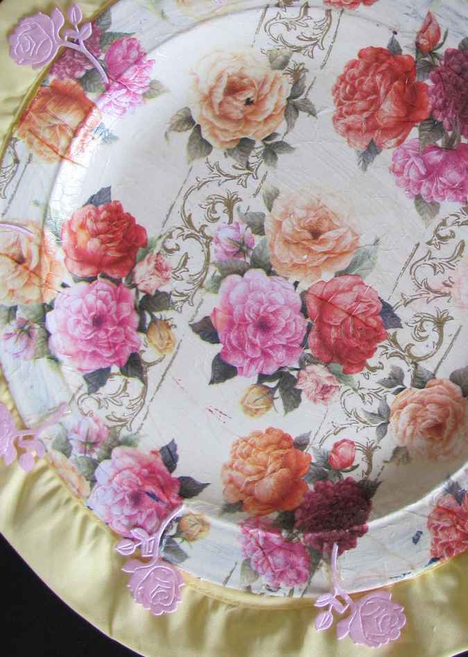 large image of art item: decor – plate oranget pink red roses