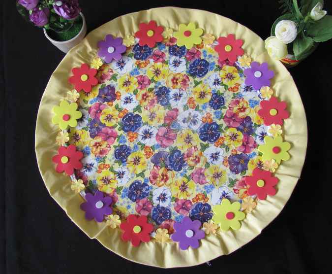 large image of art item: decor – plate purple and red and yellow flowers