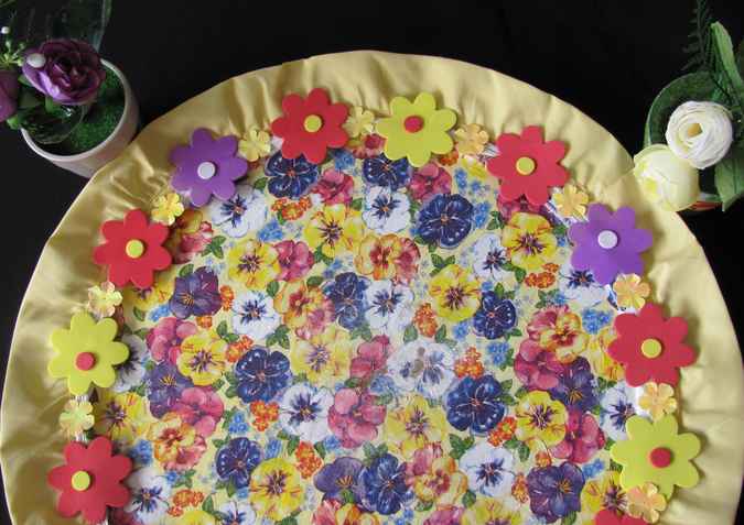 large image of art item: decor – plate purple and red and yellow flowers