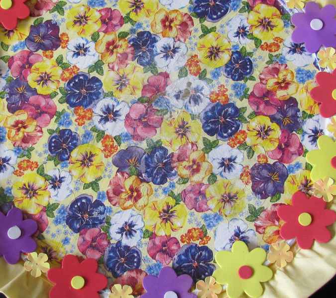 large image of art item: decor – plate purple and red and yellow flowers