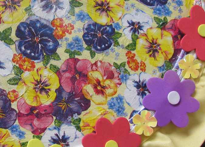 large image of art item: decor – plate purple and red and yellow flowers