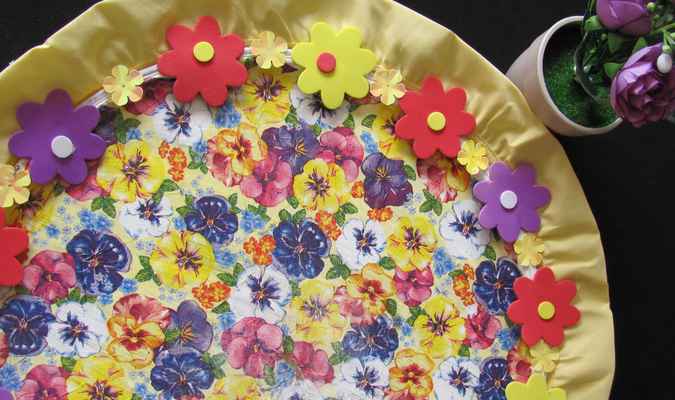 large image of art item: decor – plate purple and red and yellow flowers
