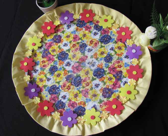 large image of art item: decor – plate purple and red and yellow flowers