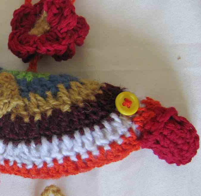 large image of art item: decor – bird crochet orange white