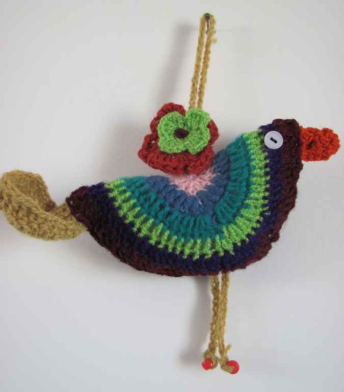 large image of art item: decor – bird crochet turquoise green