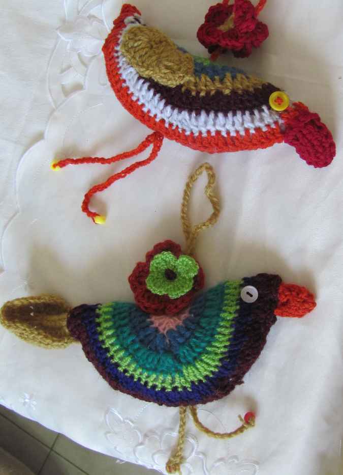 large image of art item: decor – bird crochet turquoise green