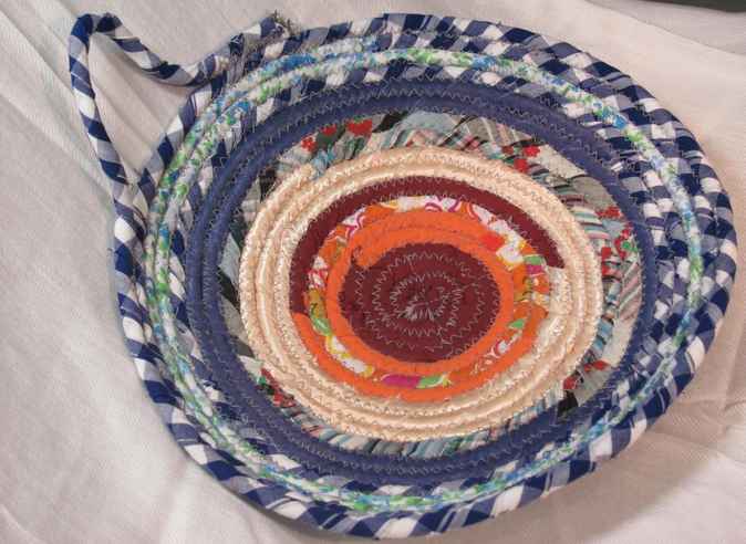 large image of art item: decor – potholder blue checkered orange red white