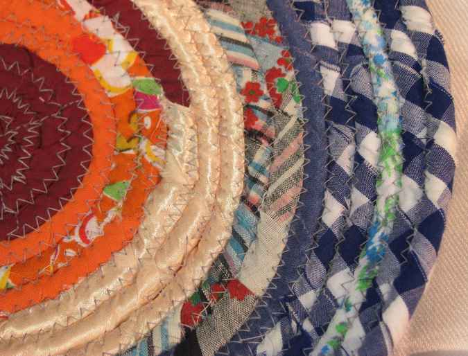 large image of art item: decor – potholder blue checkered orange red white