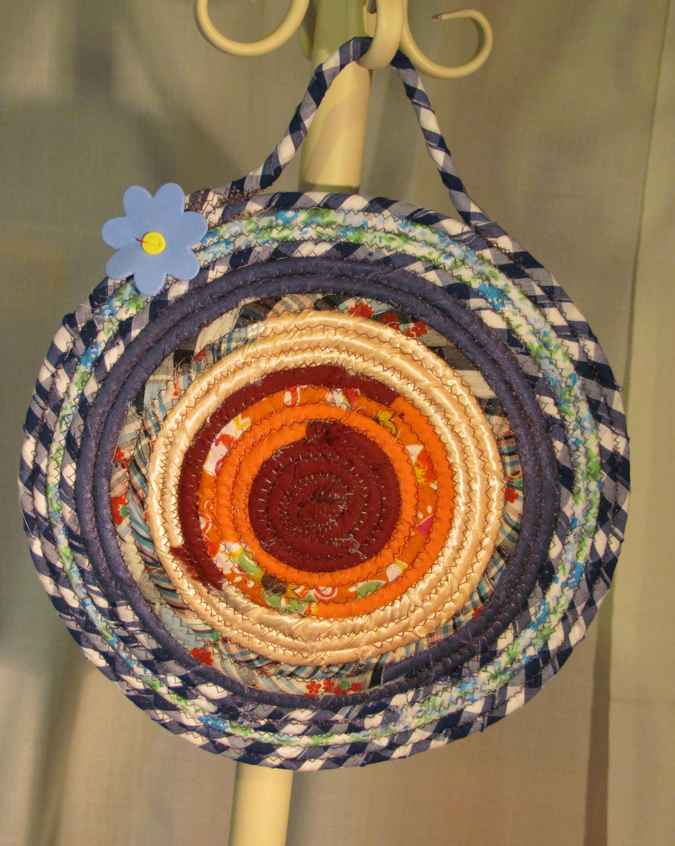 large image of art item: decor – potholder blue checkered orange red white
