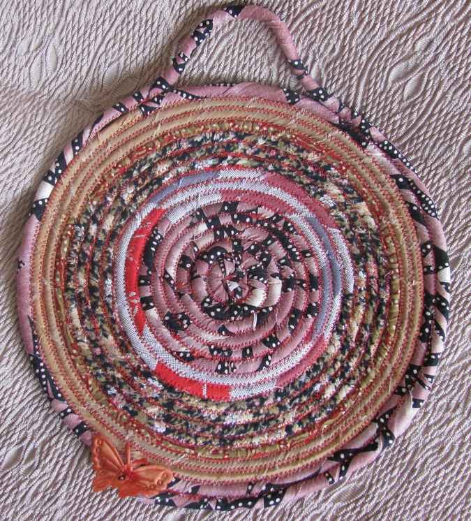 large image of art item: decor – potholder butterfly orange pink