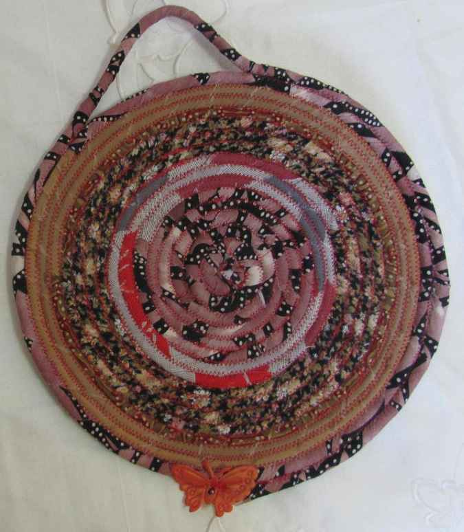 large image of art item: decor – potholder butterfly orange pink