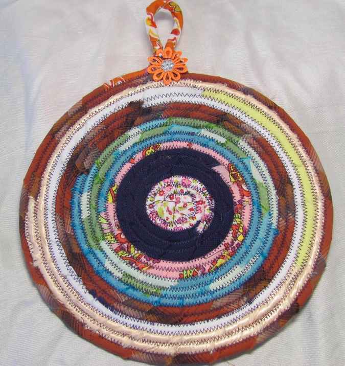 large image of art item: decor – potholder flower orange red white blue
